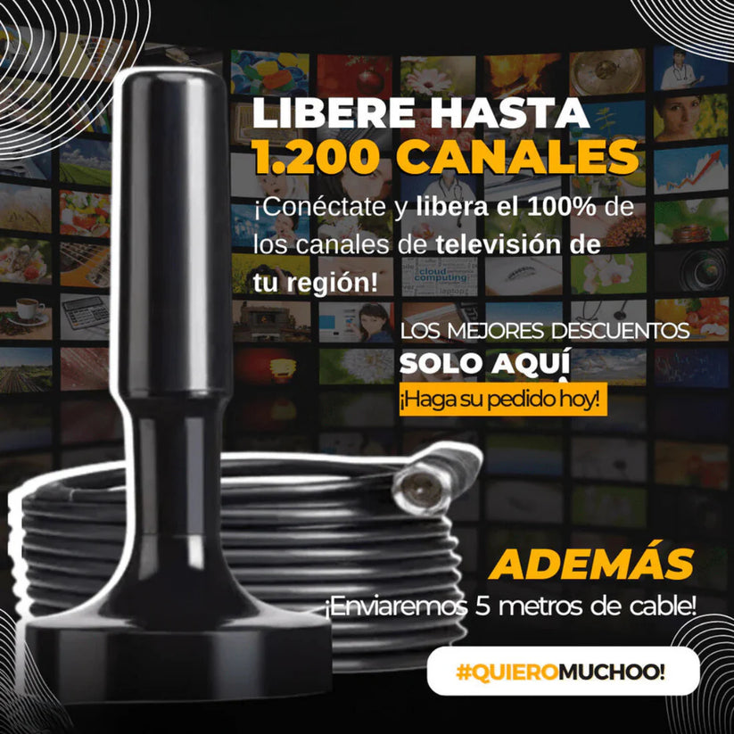 Antena HDTV 4K Universal TV  +1200 canales